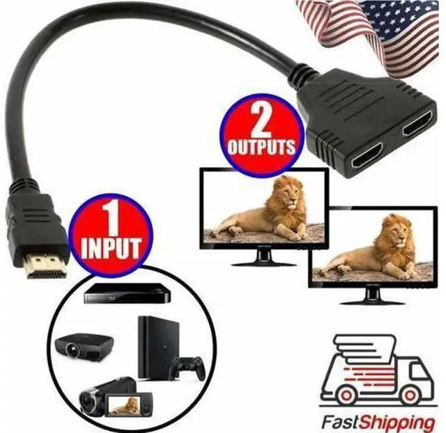 Alt view image 4 of 5 - Splitter 1 Input Male to 2 Output Female Port Cable Adapter Converter 1080 Pvideos multimedia devices For PS4 PS3 games