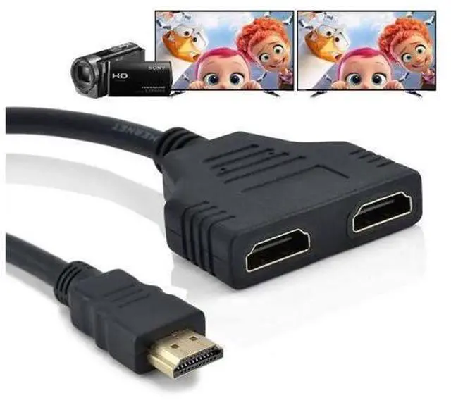 Alt view image 5 of 5 - Splitter 1 Input Male to 2 Output Female Port Cable Adapter Converter 1080 Pvideos multimedia devices For PS4 PS3 games