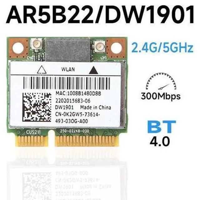 Main image of DW1901 AR5B22 300M wireless Bluetooth +4.0 2 mini half PCI-E card