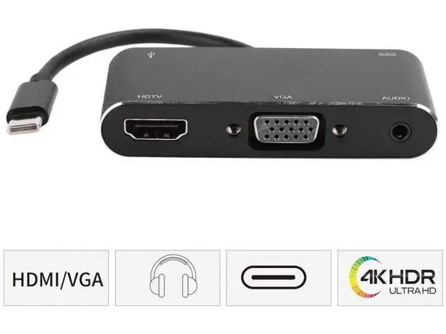 Alt view image 6 of 7 - USB Docking Station, Type-C Docking Station Support HD 4K 1080P Resolution for Mobile Phone Computer, Interface for HDMI/VGA 3.2mm Audio/USB3.0/YSB-C