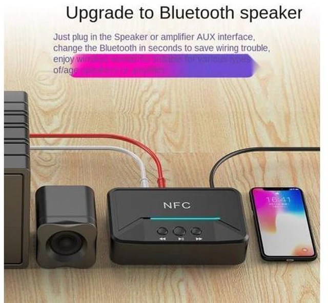 Alt view image 2 of 3 - Wireless Bluetooth-compatible 5.0 Receiver Adapter NFC 3.5mm RCA Audio Music AUX Dongle Stereo Receptor for Amplifier Speaker