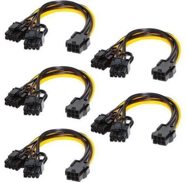 Main image of 5PCS PCI-E 6-pin to Dual 6+2-pin (6-pin/8-pin) Power Splitter Cable Graphics Card PCIE PCI Express 6Pin to Dual 8Pin Power Cable