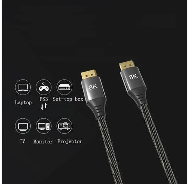 Alt view image 4 of 5 - 1.5m DP1.4 Version 8K DisplayPort Male to Male Computer Monitor HD Cable