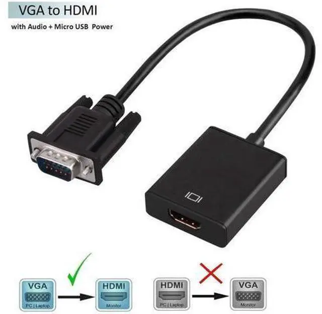 Main image of VGA to HDMI Adapter Cable, VGA Male to HDMI Female Cable Converter Adapter with 1080P HD Video and USB Audio Support for Connecting Old PC, Laptop with a VGA Output to New Monitor, HDTV