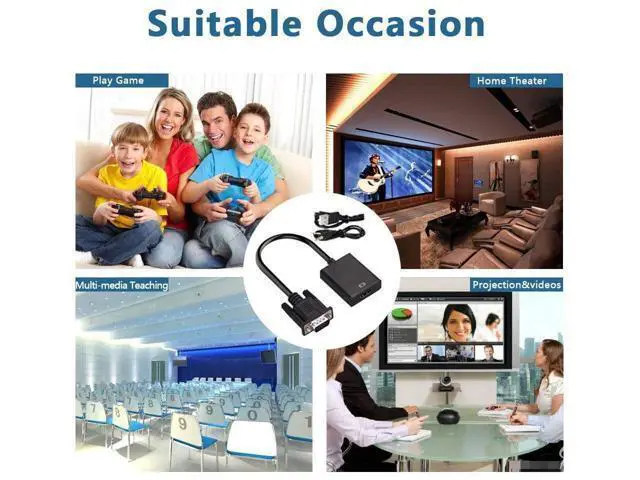 Alt view image 6 of 6 - VGA to HDMI Adapter Cable, VGA Male to HDMI Female Cable Converter Adapter with 1080P HD Video and USB Audio Support for Connecting Old PC, Laptop with a VGA Output to New Monitor, HDTV