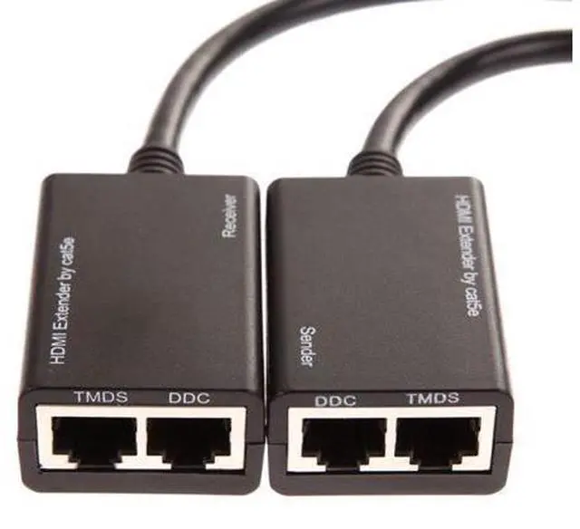 Alt view image 2 of 6 - 2PCS/Set HDMI Over RJ45 CAT5e CAT6 Cable LAN Ethernet Balun Extender Repeater 1080p 3D 30M