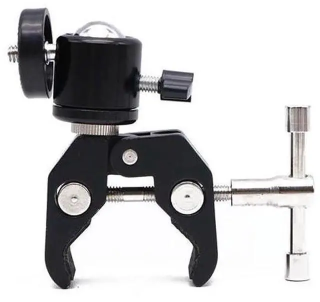 Main image of Universal Super Clip Clamp Mount with 1/4" Screw Ball Head Mount for Cameras Lights Umbrellas Hooks Shelves Plate Glass