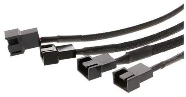 Alt view image 3 of 6 - New 1 To 4 Way Y-Splitter Sleeved 4-Pin Molex Fan Male To 4x 3-Pin/4-Pin PWM Male Connector For Fan Extension Adapter Cables