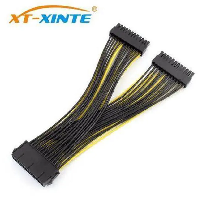 Main image of 20+4Pin Dual PSU Power Supply Cable 24Pin ATX Motherboard Adapter Connector Extension Cables 18AWG Line for Mining Miner 20cm