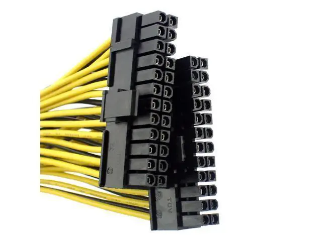Alt view image 2 of 6 - 20+4Pin Dual PSU Power Supply Cable 24Pin ATX Motherboard Adapter Connector Extension Cables 18AWG Line for Mining Miner 20cm