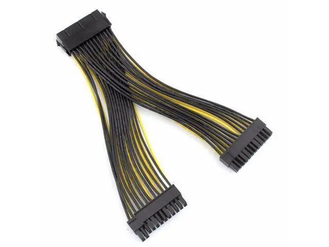 Alt view image 6 of 6 - 20+4Pin Dual PSU Power Supply Cable 24Pin ATX Motherboard Adapter Connector Extension Cables 18AWG Line for Mining Miner 20cm