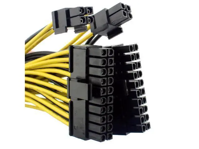 Alt view image 4 of 6 - 20+4Pin Dual PSU Power Supply Cable 24Pin ATX Motherboard Adapter Connector Extension Cables 18AWG Line for Mining Miner 20cm