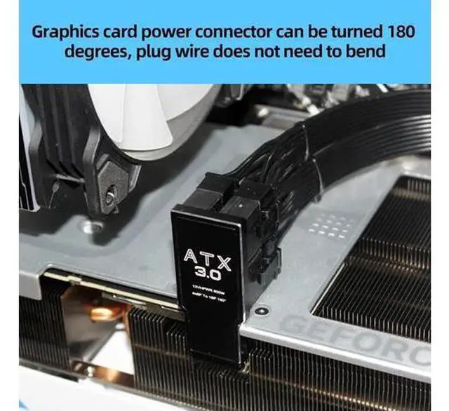 Alt view image 3 of 7 - ATX3.0 Power Adapter Connector 4X 8Pin Female to Male 12VHPWR 12+4P 600W 180° Angled for RTX4090/RTX4080 16GB/12GB Graphics Card(A Silver)