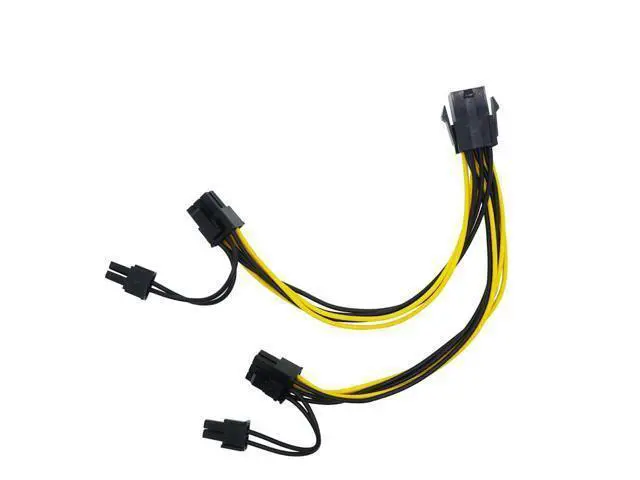 Alt view image 4 of 5 - CPU 8pin to 2-port PCIE 8pin Dual PCI-Express 6+2pin Y Splitter Miner GPU Graphics Card Power Supply Cable Cord 18AWG 20CM (6Pin to Dual 8Pin)