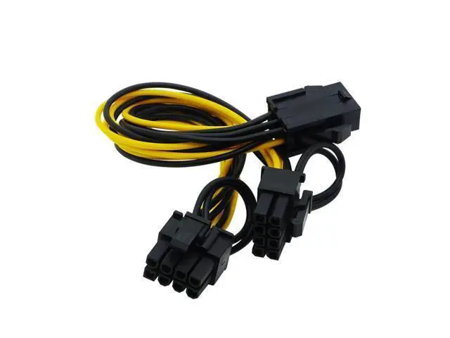 Alt view image 3 of 5 - CPU 8pin to 2-port PCIE 8pin Dual PCI-Express 6+2pin Y Splitter Miner GPU Graphics Card Power Supply Cable Cord 18AWG 20CM (6Pin to Dual 8Pin)