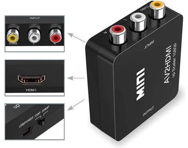 Alt view image 3 of 5 - RCA to HDMI Converter, Amtake 1080P RCA Composite CVBS AV to HDMI Video Audio Converter Adapter Compatible with N64 Wii PS2 Xbox VHS VCR Camera DVD, Support PAL/NTSC with USB Power Cable