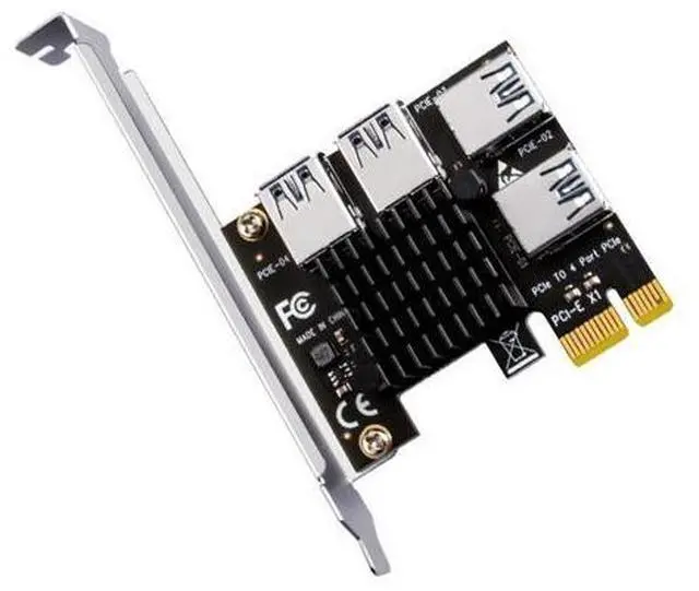 Alt view image 4 of 6 - PCIE 1 to 4 Riser Card PCI-E 1X to 4 Riser USB 3.0 5Gb Multiplier Hub PCI Express X16 Riser for Video Card for BTC Miner Mining