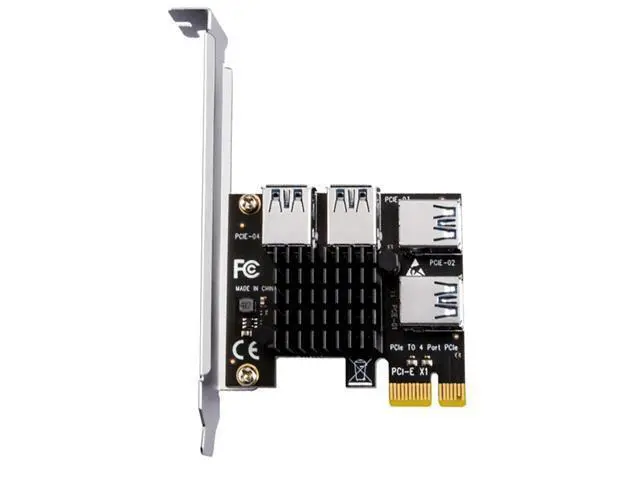 Alt view image 5 of 6 - PCIE 1 to 4 Riser Card PCI-E 1X to 4 Riser USB 3.0 5Gb Multiplier Hub PCI Express X16 Riser for Video Card for BTC Miner Mining