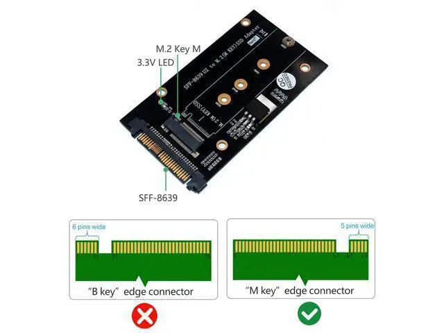 Alt view image 3 of 6 - Add On Cards U.2 SFF-8639 to M2 SSD Adapter U.2 to M.2 NVME SSD M Key Expansion Card Board for 2230 2242 2260 2280 M2 SSD