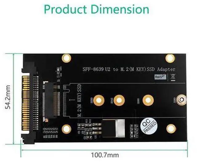 Alt view image 5 of 6 - Add On Cards U.2 SFF-8639 to M2 SSD Adapter U.2 to M.2 NVME SSD M Key Expansion Card Board for 2230 2242 2260 2280 M2 SSD