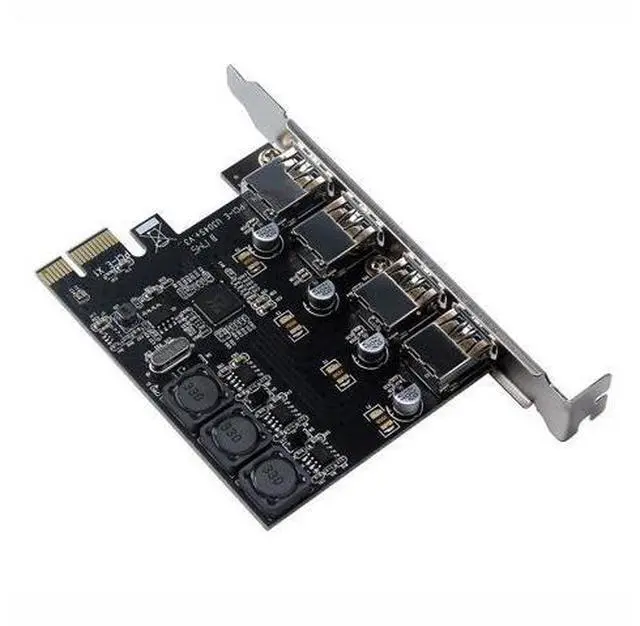 Main image of Four Ports USB 3.0 Super Fast 5Gbps PCI-E Expansion Card PCI Express Adapter Converter Card 6A Power Supply Module For Desktop PC