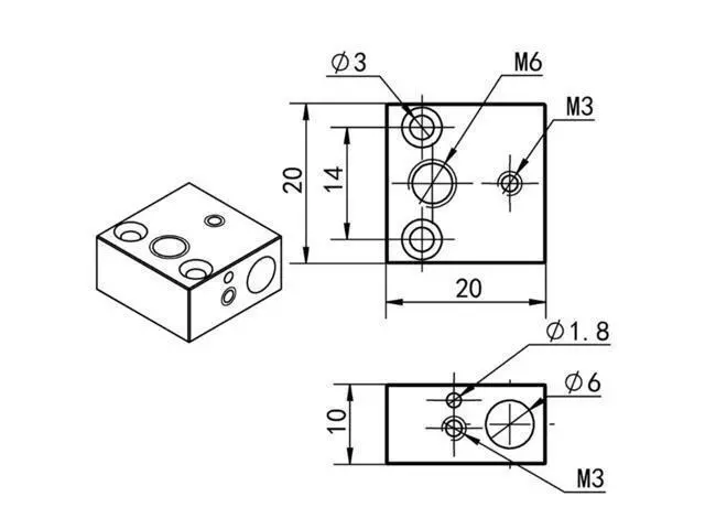 Alt view image 4 of 4 - High Temperature CR-10 Copper Heater Block All Metal Hotend Extruder Heatblock