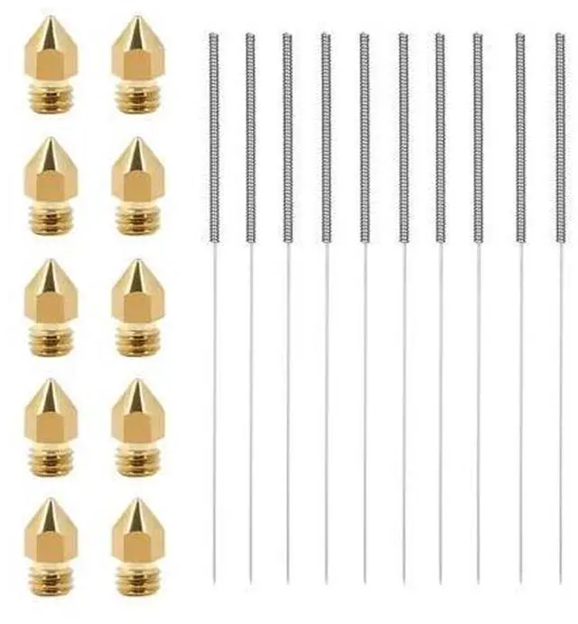 Alt view image 2 of 3 - 10Pcs 3D Printer part Nozzles+10Pcs Cleaning Kit Stainless Steel Cleaning Needle 0.4mm nozzle Needles 1Pack Tweezers Tool Kit
