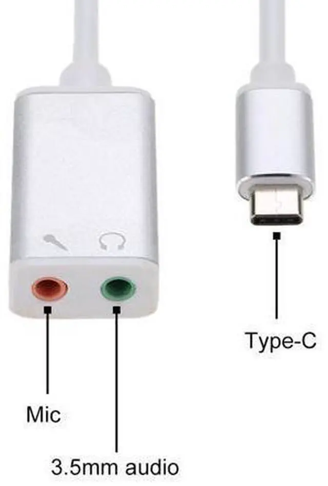 Alt view image 7 of 7 - USB 3.1 Type C USB-C to 3.5mm Audio Speaker Microphone Female Earphone Headset Adapter Cable Cord for New Macbook 12" Chromebook - Silver