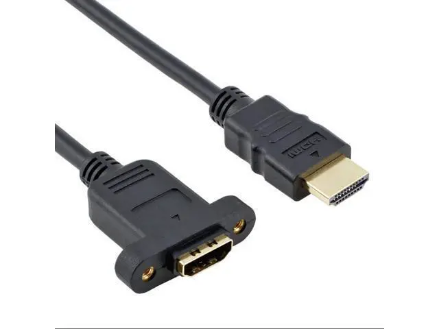 Alt view image 2 of 7 - Bluwee HDMI Extension Cable High Speed HDMI Male to Female Extension Wire Cord HDMI Extender w/Screw Nut for Panel Mount - Gold Plated Plugs Black (5FT)