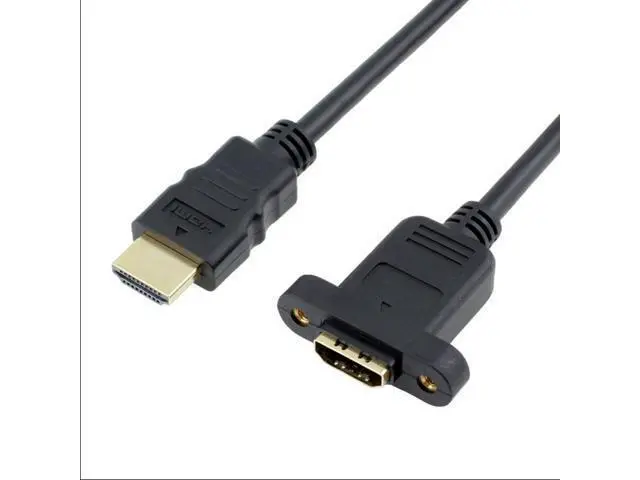 Alt view image 3 of 7 - Bluwee HDMI Extension Cable High Speed HDMI Male to Female Extension Wire Cord HDMI Extender w/Screw Nut for Panel Mount - Gold Plated Plugs Black (5FT)