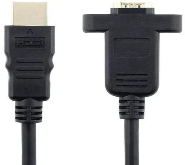 Alt view image 5 of 7 - Bluwee HDMI Extension Cable High Speed HDMI Male to Female Extension Wire Cord HDMI Extender w/Screw Nut for Panel Mount - Gold Plated Plugs Black (5FT)