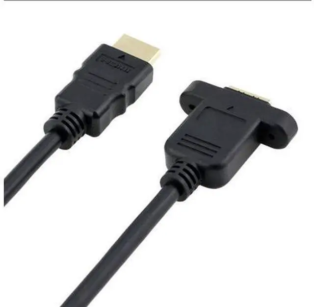 Alt view image 4 of 7 - Bluwee HDMI Extension Cable High Speed HDMI Male to Female Extension Wire Cord HDMI Extender w/Screw Nut for Panel Mount - Gold Plated Plugs Black (5FT)