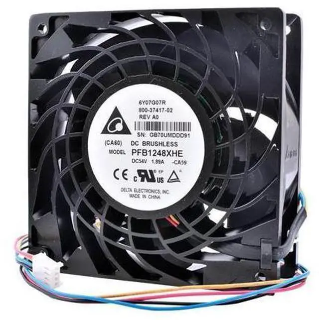 Alt view image 4 of 4 - PFB1248XHE 12038 12cm 48V 1.92A double ball bearing inverter server metal fan