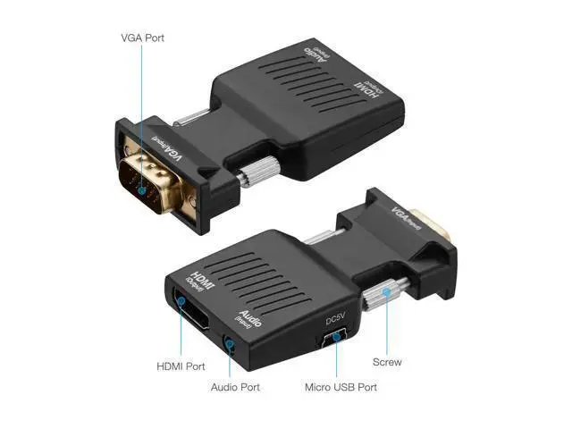 Alt view image 2 of 6 - VGA Male to HDMI Female Adapter Video HD 1080P Audio Converter Lot For PC Laptop