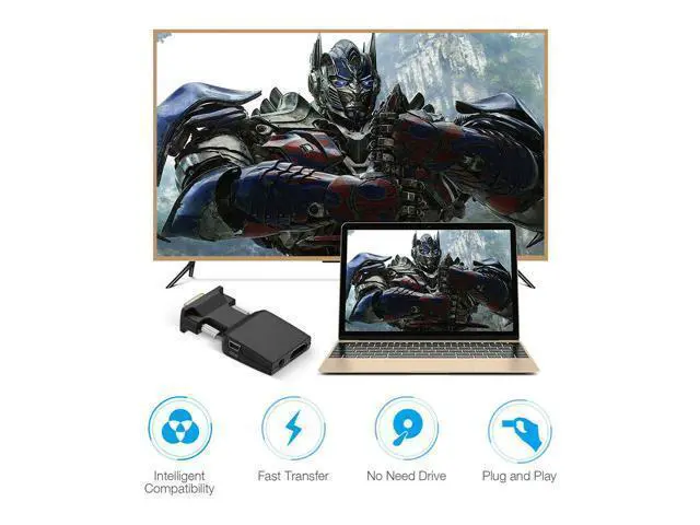 Alt view image 5 of 6 - VGA Male to HDMI Female Adapter Video HD 1080P Audio Converter Lot For PC Laptop