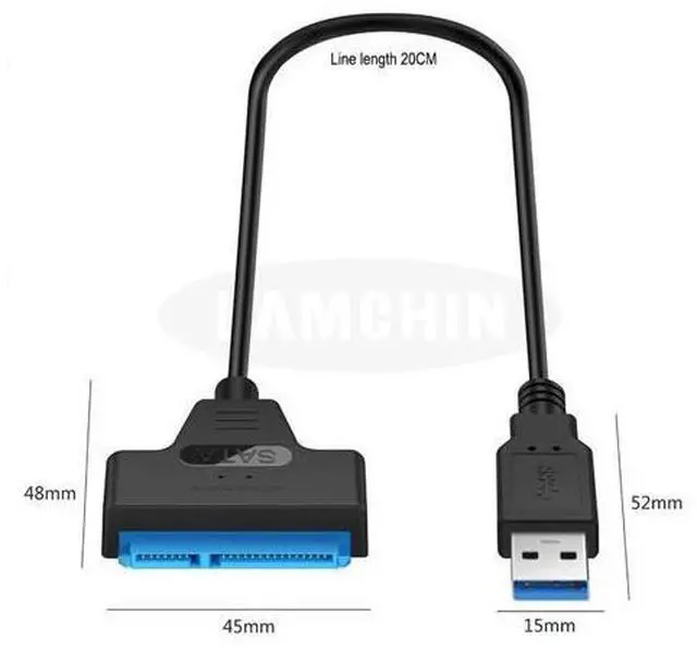 Alt view image 2 of 5 - USB Cable To USB 3.0 Adapter Suport 2.5 Inches External SSD HDD Hard Drive 22 Pin III Cable USB 3.0 Adapter