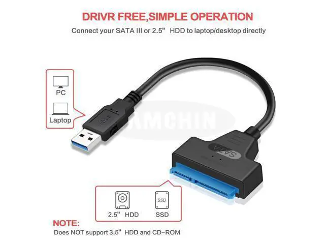 Alt view image 3 of 5 - USB Cable To USB 3.0 Adapter Suport 2.5 Inches External SSD HDD Hard Drive 22 Pin III Cable USB 3.0 Adapter