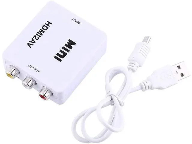 Main image of Digital RCA to HDMI Converter,1080P AV to HDMI Video Converter Mini RCA Composite CVBS Adapter with USB Charge Cable Support 1080P for PC Laptop Mini Xbox PS2 PS3 TV STB VHS VCR Camera DVD(White)