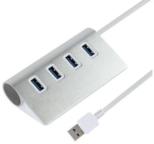 Main image of 4 Port USB 3.0 Hub Splitter Aluminum Adapter High Speed For PC Laptop Mac