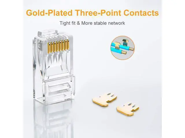 Alt view image 4 of 7 - Cat6 RJ45 Ends, CableCreation 50-Pack Cat6 Connector, Cat6 / Cat5e RJ45 Connector, Ethernet Cable Crimp Connectors UTP Network Plug for Solid Wire and Standard Cable, Transparent