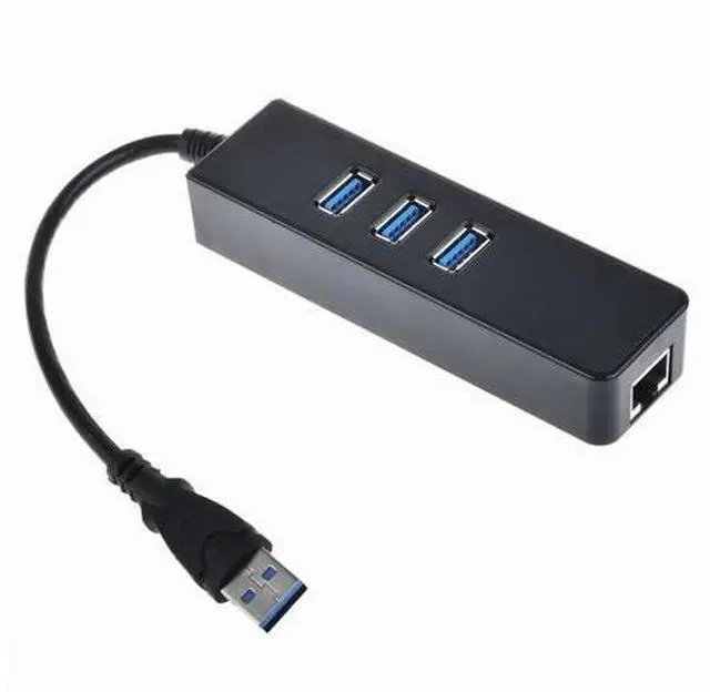 Alt view image 3 of 5 - New 3 Port USB 3.0 Hub 10/100/1000 Mbps RJ45 Gigabit Ethernet LAN Wired Network Adapter
