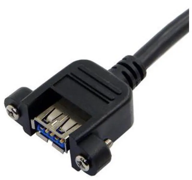 Alt view image 3 of 4 - CYDZ Female USB 3.0 Single Port A Screw Mount Type to Up Angled Motherboard Header 20pin Cable 25cm