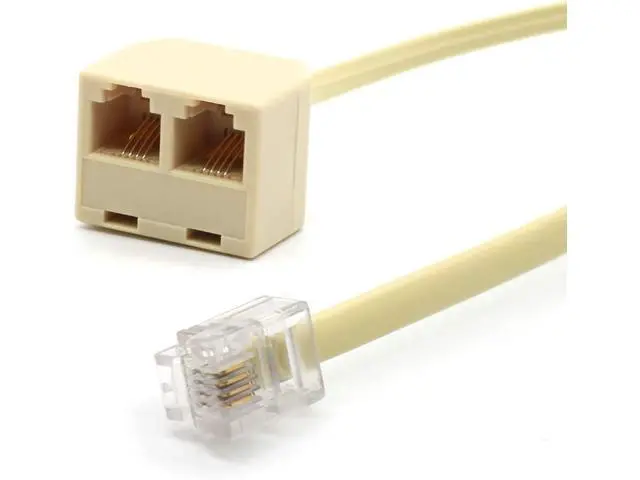 Alt view image 2 of 7 - RJ11 Male to Dual Female 6P4C Splitter Connector Telephone Adapter Plug Cord Cable Male to 2 Female Converter Separator Cord for Landline (2 of Pack)