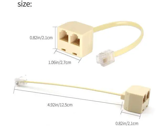Alt view image 6 of 7 - RJ11 Male to Dual Female 6P4C Splitter Connector Telephone Adapter Plug Cord Cable Male to 2 Female Converter Separator Cord for Landline (2 of Pack)