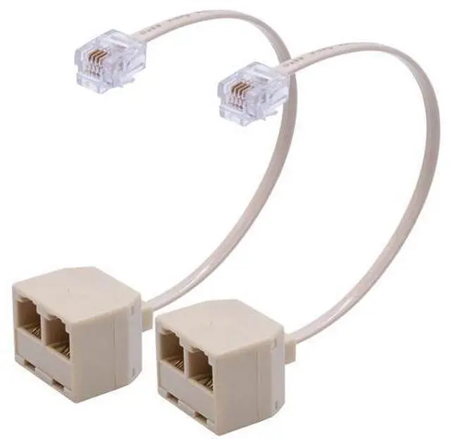 Main image of TWTADE 2 Pcs RJ11 6P4C Telephone Splitter Converter Cable Adapter 4 Pin 2 Way Male to Female I-024