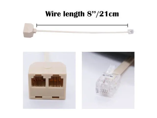 Alt view image 4 of 4 - TWTADE 2 Pcs RJ11 6P4C Telephone Splitter Converter Cable Adapter 4 Pin 2 Way Male to Female I-024