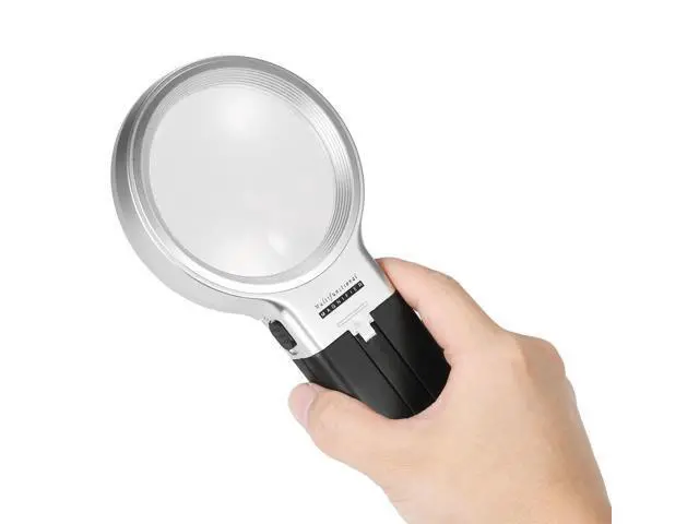 Alt view image 2 of 6 - 2 in 1 Multifunctional Folded Magnifier 10pcs LED Lighted Magnifier Practical Handheld and Unfolded Stand Magnifying Tool