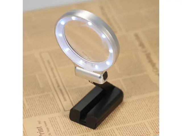 Alt view image 3 of 6 - 2 in 1 Multifunctional Folded Magnifier 10pcs LED Lighted Magnifier Practical Handheld and Unfolded Stand Magnifying Tool