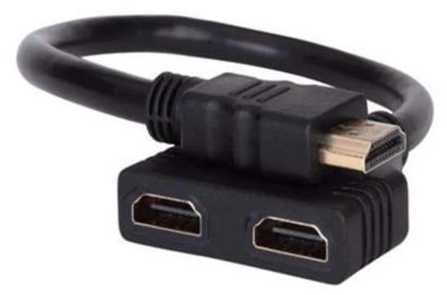 Alt view image 2 of 5 - HDMI Port Male To Female 1 Input 2 Output Splitter Cable Adapter Converter 1080P Hdmi Cables 30cm