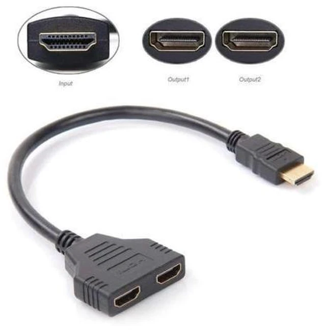 Alt view image 4 of 5 - HDMI Port Male To Female 1 Input 2 Output Splitter Cable Adapter Converter 1080P Hdmi Cables 30cm